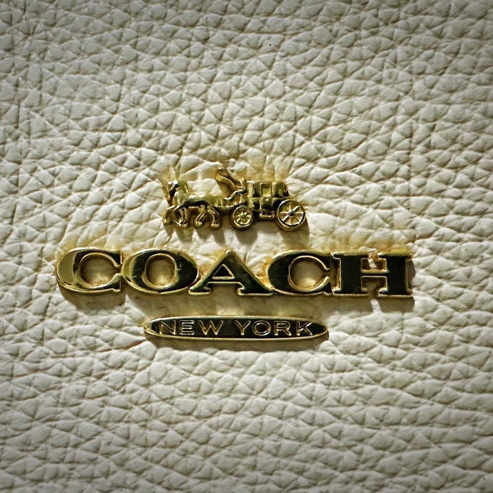 Coach shoulder bag Cream Leather Satchel with Signature Trim and Gold Hardware - Picture 10 of 17